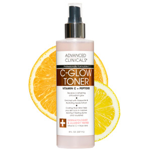 Advanced Clinicals Vitamin C Glow Facial Mist Toner for Face W/Rosewater, Ferulic Acid, & Peptides. Vitamin C Antioxidant Moisturizer Face Mist Provi