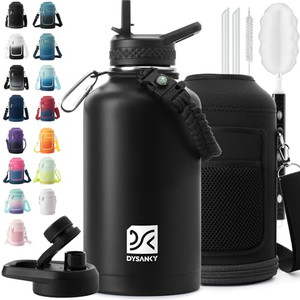 DYSANKY Insulated Water Bottle | Thickened Stainless Steel Vacuum Metal | Portable Sports Half Gallon Large Water Jug for Gym and Hiking with Straw,