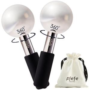 Pfefe 360 Rotating Ice Globes for Face & Eyes, Unbreakable Stainless Steel Cryo Sticks for Beauty Routines, Facials Cold Roller Colling Globes for Pu