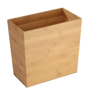 iDesign Rectangular Bamboo Waste Basket, The Formbu Collection  10.5" x 5.75" x 10, Natural Wood Finish