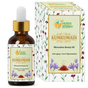 Herbs Botanica Kumkumadi Oil Pure Ayurveda Face Oil with Saffron, Serum Face Moisturizer 26 Herbs 30 Ml