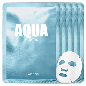 LAPCOS Aqua Sheet Mask, Hydrating Daily Face Mask with Seawater and Plankton Extract to Nourish Skin, Korean Beauty Favorite, 5-Pack