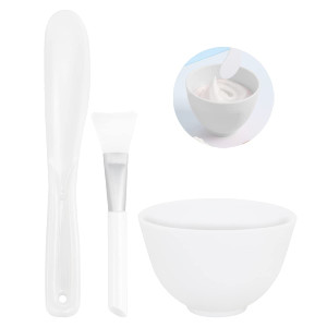 FERCAISH 3Pcs Diy Face Mask Mixing Bowl, Microwavable Silicone Facial Mud Bowl Cosmetic Beauty Tool for Home Salon(White)