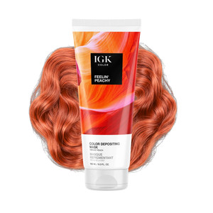 IGK Color Depositing Mask FEELIN' PEACHY - Vibrant Peach | Conditioning + Hydrate + Shine | Vegan + Cruelty Free | 6 Oz