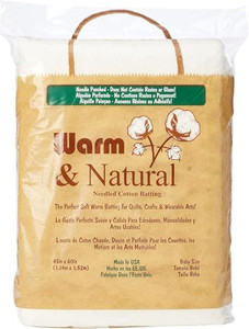The Warm Company - Warm & Natural Cotton Quilt Batting  Baby Size 45" x 60"  Premium Quilt & Craft Batting for Sewing & Quilting Projects