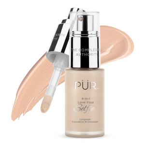 PUR MINERALS 4-in-1 Love Your Selfie Longwear Foundation and Concealer - Unique, Dual-Applicator Component - Covers Blemishes and Imperfection - Redu