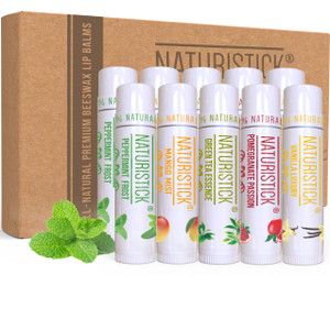 16-Pack Premium Beeswax Lip Balm by Naturistick | Chemical-Free, 100% Natural Chapstick for Dry, Chapped Lips | Made with Coconut Oil, Shea Butter, A