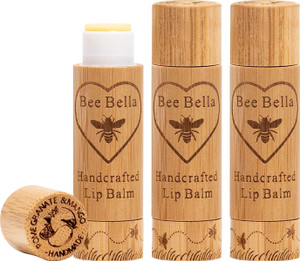 Bee Bella Lip Balm, Pomegranate Mango, 3 Pack - Moisturizing Lip Care, 100% Natural, Original Organic Beeswax with Vitamin E, Handmade in USA