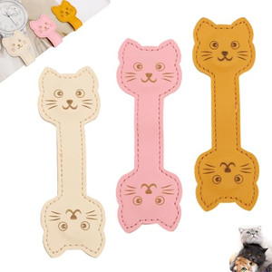 Leather Magnetic Bookmark, 3Pcs Cat Magnetic Bookmarks, Magnet Bookmark Clips Gift for Women, Kids, Reading Lovers, Teacher Gift for School Office Ho