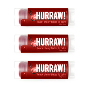 Hurraw! Black Cherry Tinted Lip Balm, 3 Pack: (Sheer Red Tint) Organic, Certified Vegan, Cruelty and Gluten Free. Non-GMO, 100% Natural Ingredients.