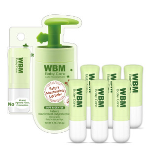 WBM Care Kids Organic Lip Balm, enriched with 100% natural ingredients, provides a hydrating and soothing effect | Pack of 6, each 0.12 oz for soft l