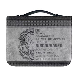 Tomeusey Grey Lion Print Bible Covers Leather Bible Case for Women Men, Large Size Leather Bible Book Carrying Case, Bible Journaling Supplies