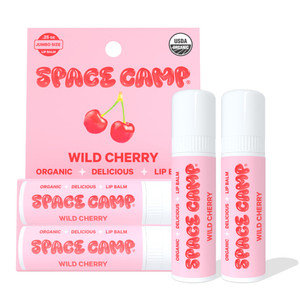 Space Camp Wellness Jumbo Lip Balm - Wild Cherry Organic Flavored Balm (2 Pack)