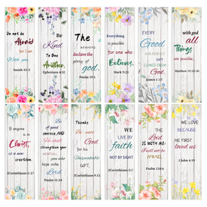 60pcs Bible Verse Flower Bookmarks,Inspirational Scripture Christian Book Markers Religious Motivational Encouragement Flower Page Clips Presents for