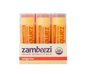ZAMBEEZI Organic, Fair Trade Beeswax Lip Balm - Tangerine 3 Pack - Ethically Sourced
