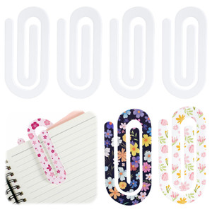 YBEATY 6 Pcs Acrylic Sublimation Blanks Paper Clips Large Jumbo 4 × 2 Inch Clear Transfer Heat DIY Design Bookmarks Crafts Supplies for Business Stat