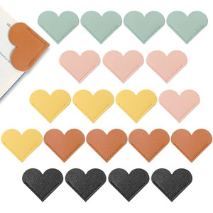 YBEATY 20 Pcs Leather Heart Bookmarks Cute Corner Page Book Marks Personalized Leather Heart Bookmark Book Accessories School Office Home Supplies fo