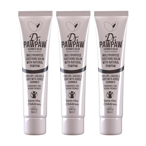 Dr.PAWPAW Shimmer, Multi-Purpose Natural No Fragrance Balm for Hydrating Lips, Skin, Hair, Cuticles, Nails & Beauty Finishing (3 x 25 ml)