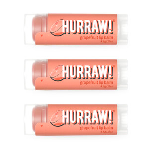 Hurraw! Grapefruit Lip Balm, 3 Pack: Organic, Certified Vegan, Cruelty and Gluten Free. Non-GMO, 100% Natural Ingredients. Bee, Shea, Soy and Palm Fr