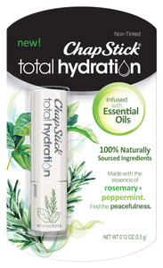 ChapStick Total Hydration Essential Oils Peace Lip Balm, Rosemary + Peppermint Lip Balm Tube, Lip Care - 0.12 Oz