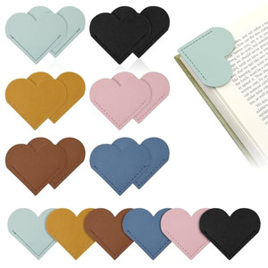 18 pcs Leather Heart Bookmarks, 6 Colors Cute Book Marks, Corner Page Book Marks, Reading Gifts for Women, Teachers, Students, Reading Lovers, School