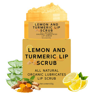 Turmeric Lemon Lip Scrub for Dark Lips, Exfoliating Lip Scrub with Aloe Vera, Scrub & Nourish Sugar Lip Scrub, Natural Scrub & Turmeric Lip Scrub and