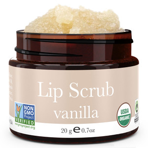 USDA Organic Lip Scrub Vanilla - USA Made with Natural Ingredients, Valentines Day Gifts, Moisturizing Scrub Exfoliator for Dry Lips, Lip Sugar Scrub