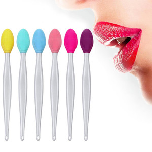 6PCS Lip Scrub Brush Lip Brush Tool,Double-Sided Silicone Exfoliating Lips Brushes,Gentle Lips Exfoliator Scrubber for Smooth,Soft,Bright,Fuller Heal