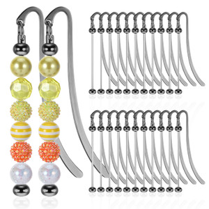 24 Pcs Beadable Bookmarks DIY Metal Bookmark Bar, Metal Beadable Blank Bar Beaded Bookmark Craft Jewelry Pendant DIY Modern, Charm Gifts for Book Lov