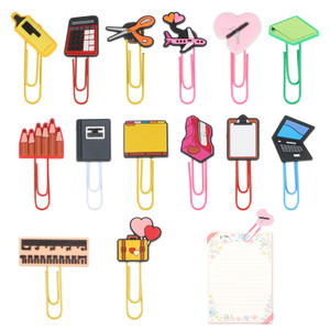 14PCS Cute Cartoon Stationery Bookmarks, Colorful Unique Bookmarks Book File Page Marker Clips for Pagination Organize Folder Memo Clip Office Suppli