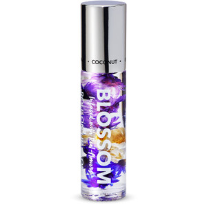 Blossom Roll on Lip Gloss, Scented Clear High Shine Moisturizing Lip Oil, Non Sticky, Infused with Real Flowers, Made in USA, 0.2oz, Coconut