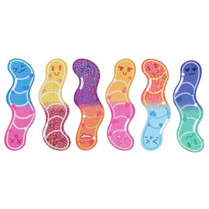 hafhef Cute Gummy Worm Bookmarks - 6 Pieces Holographic Book Marks, Book Page Markers for Book Lovers, Fun Book Marks for Reading Kids Adults Teacher