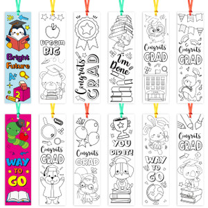 ANGOLIO Kindergarten School Coloring Bookmarks - 75Pcs Back to School Bookmarks for Students DIY Coloring Blank Bookmark Classroom Art Craft Supplies
