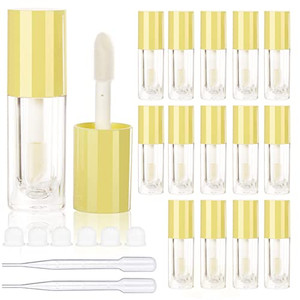 COSIDEA 14pcs Empty 6ml big brush lip gloss tubes for DIY lip gloss,yellow lipgloss containers