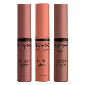 NYX PROFESSIONAL MAKEUP Butter Gloss Brown Sugar, Non-Sticky Lip Gloss - Pack Of 3 (Sugar High, Spiked Toffee, Butterscotch)
