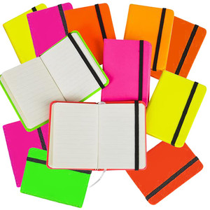 ArtCreativity Neon Notebooks for Kids, Set Of 12, Colorful Office Supplies, Journals For Boys And Girls with Bookmark And Rubber Closure, Back To Sch