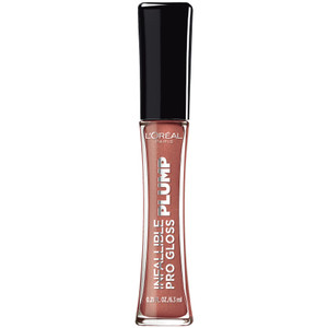 L'Oreal Paris Infallible Pro Gloss Plump Lip Gloss with Hyaluronic Acid, Long Lasting Plumping Shine, Lips Look Instantly Fuller and More Plump, Nude