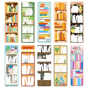 JSRQT 30 Pieces Bookshelf Design Bookmarks Double-Sided Reading Page Markers Paper for Book Lovers Gifts Tracker School Supplies Clips Mark