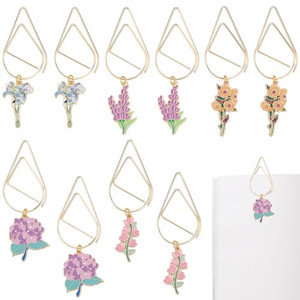 CRASPIRE 10Pcs 5 Styles Flower Paper Clips Bookmark Clip Metal with Flower Charms Page Clamp Book Marker Planner Clips for File Note Page Paper Sorti