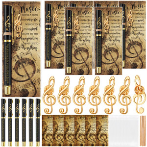 Sayglossy 6 Sets Music Themed Appreciation Gifts Bulk Valentine's Day Office Gifts Inspirational Musical Pens Pins and Bookmarks for Musicians Band C