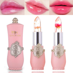 BKPPLZP 2 Pack Crystal Flower Jelly Lipstick,Magic Color Changing Lipstick,PH Clear Temperature Color Changing Lipgloss,Lip Balm,Long Lasting Nourish