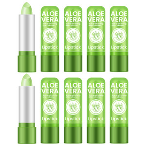 Ownest 10 Pcs Aloe Vera Lip Balm, PH Color Changing Lipstick, Change from Green to Natural Pink, Deep Hydrating Tinted Lip Balm, Daily Lip Moisturize