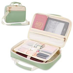 Bible Cover Case for Women with Zippered Pocket and Handle - Green Bible Bag with Shoulder Strap and Detachable Pen Slot