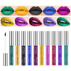 KYDA 10 Colors Lipstick Set, Green Lipstick Metallic Lipstick Set, Non-Stick Cup Long Wear Lip Glaze, High Pigmented Lipstick Cosmetic Gift Kit for G