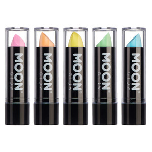 Moon Glow - Blacklight Neon UV Lipstick 0.16oz Pastel Set of 5 colors  Glows brightly under Blacklights/UV Lighting!