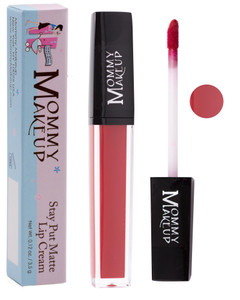 Mommy Makeup Stay Put Matte Lip Cream - Kiss-proof, Transfer-proof, Waterproof, Long Lasting Lipstick - Non-Drying Formula Infused with Vitamin E (Ma