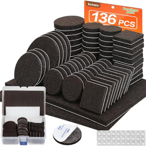Felt Furniture Pads 136 Pieces, Furniture Pads for Hardwood Floors, 5mm Thick Floor Protectors for Furniture Legs, Felt Pads for Furniture, Floor Sav