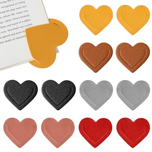 Heclia Leather Heart Bookmark Set 12PCS Cute Corner Page Markers for Books Seamless Design Book Accessories Multi-Colored Reading Gifts for Teacher S