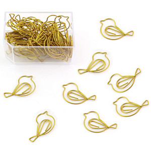 wybcfp Gold Bird Shape Paper Clips Animal Shaped Paperclip Cute Bird Bookmark in Box Office Bookmark Clips for Document Organizing Book Mark Office H