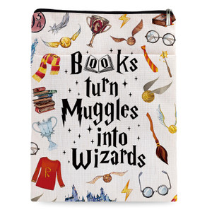 Magic Wizard Book Sleeve, Potter Merch Bookish Gift, Wizard Gift Book Covers Librarian Reader Bibliophile Bookworm Reading Lover Gift(Books Turn Mugg